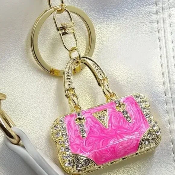 Sparkling Rhinestone Mini Handbag Keychain Purse Charm for Womens Bag or Car key - Picture 6 of 8